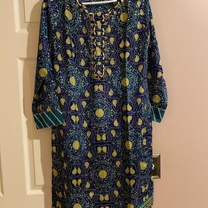 Pakistani party silk three piece suit light hand work medium bust 38-40
